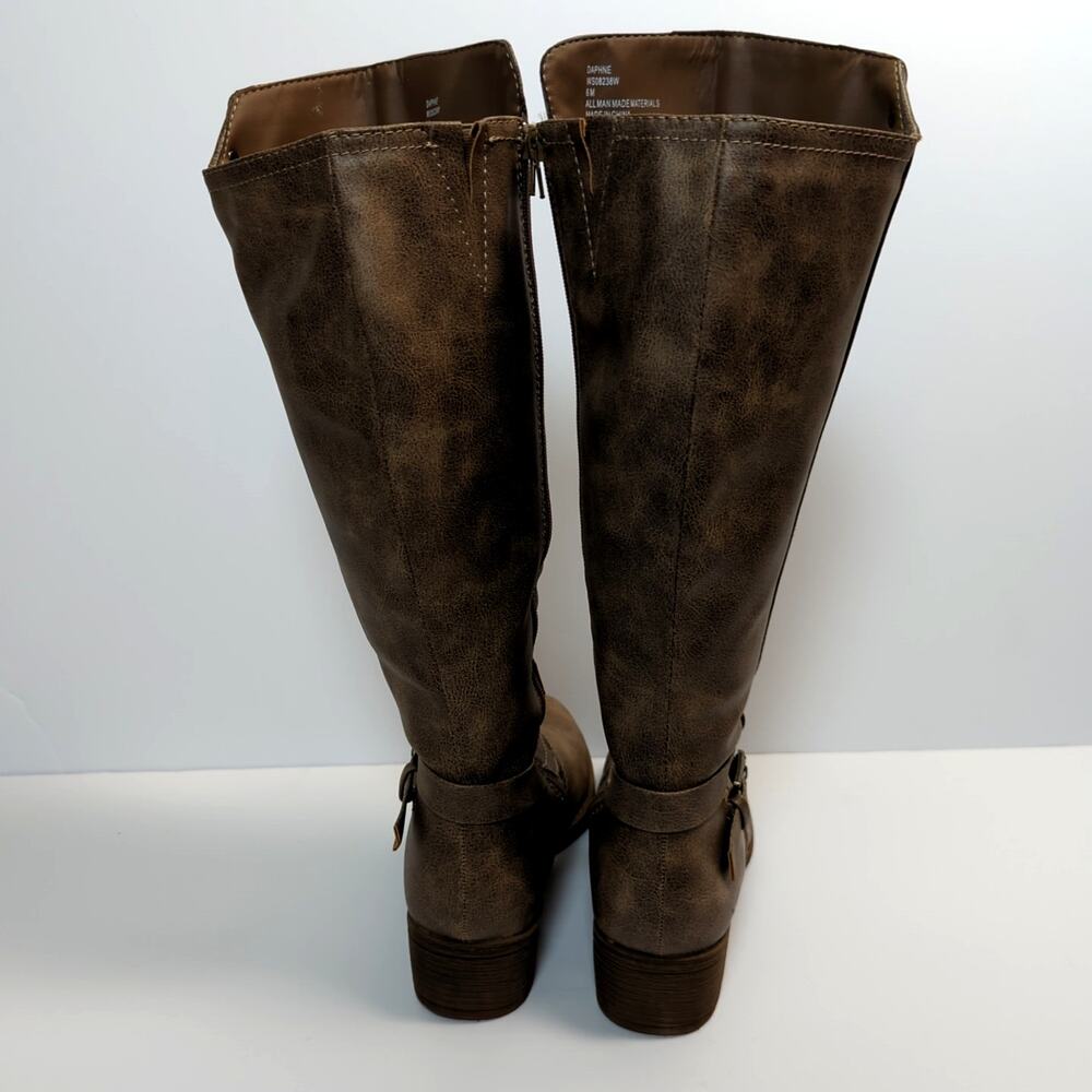Brown Knee High Riding Boots Size 6M Buckle Accent (Sugar) - Picture 7 of 12